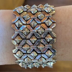 Rare Stephen Webster Vintage 925 Solid Sterling Silver Woven Mesh Bracelet Cuff